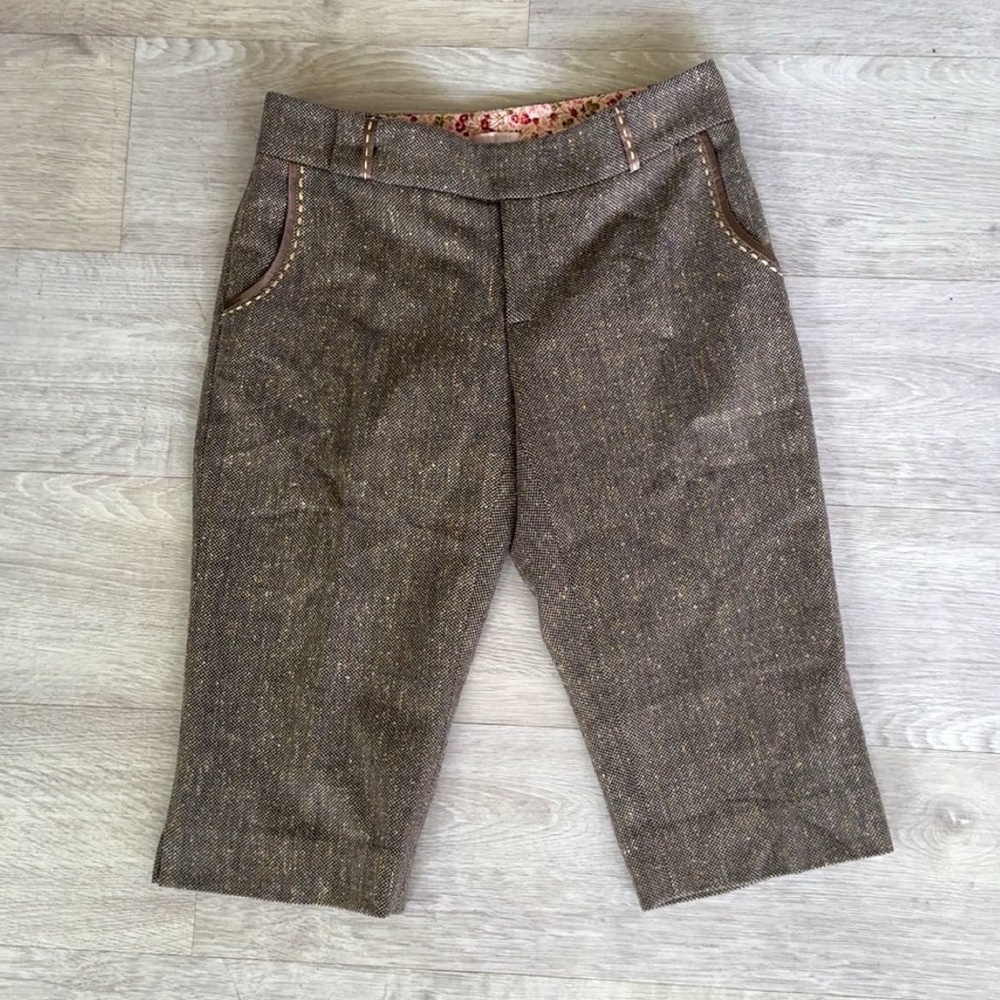 Rebecca Taylor Tweed Long Shorts – Brown, Fully Lined w/ Satin Detail
